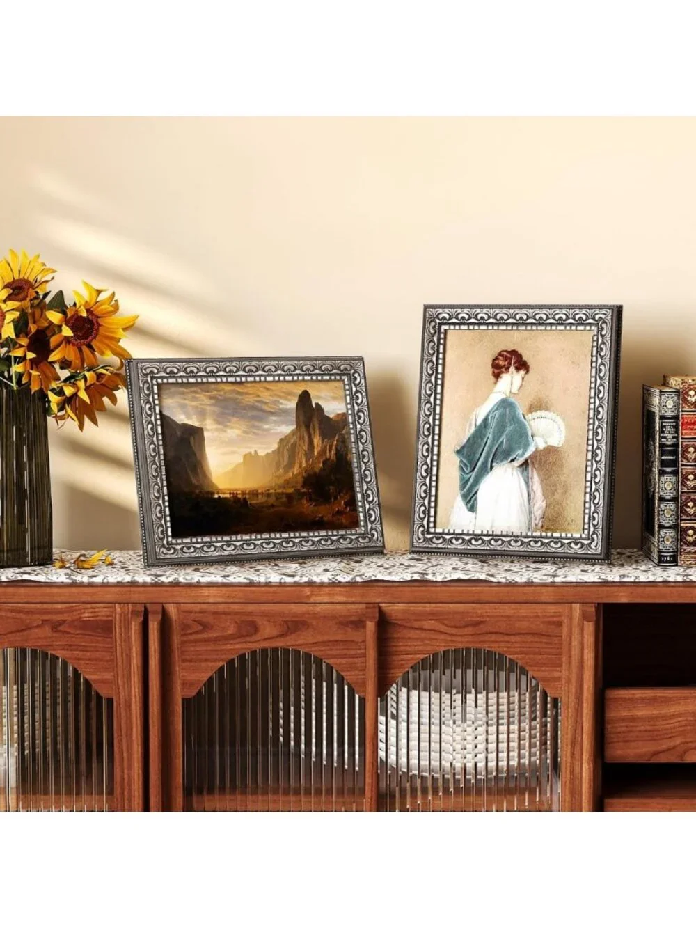 Ornate 8x10 Vintage Picture Frame - Antique Silver Wall Decor, Elegant Design